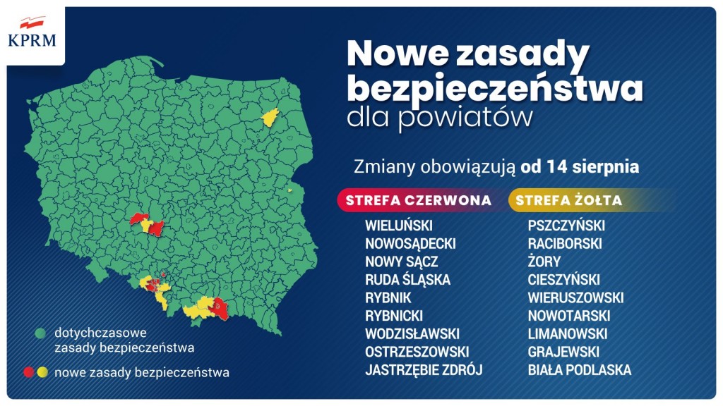 Koronawirus: strefy żółte i czerwone w Małopolsce
